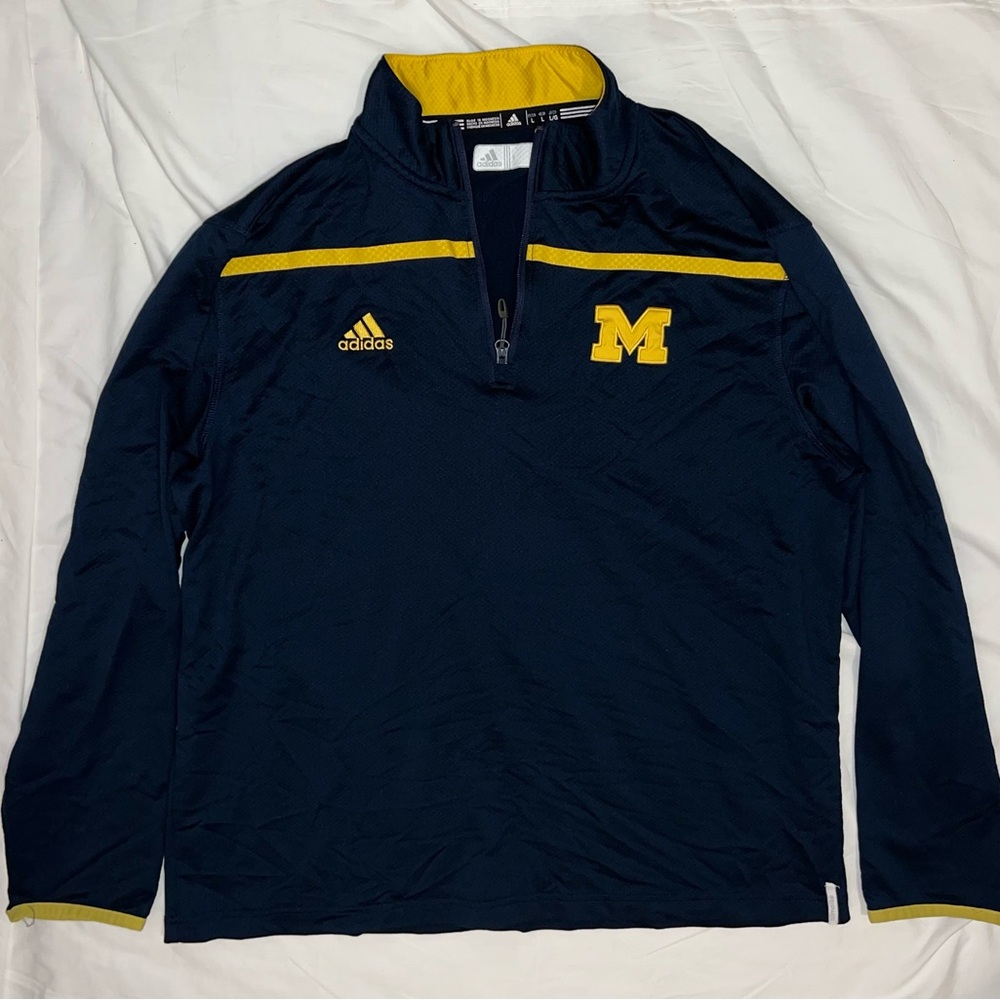 Adidas University of Michigan Wolverines Quarter Zip Track Jacket-Women's size L
